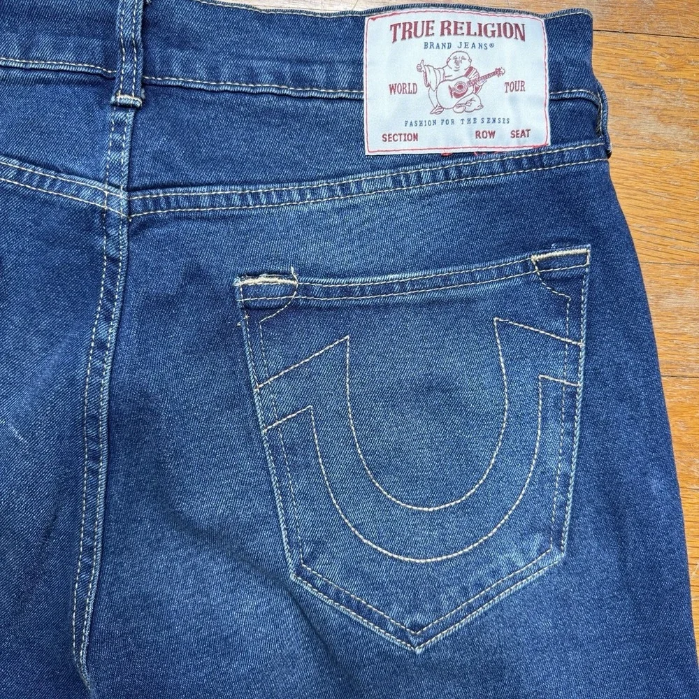 True Religion Men's 34x34 Ricky Jeans Relaxed Straight Blue Dark Wash‎